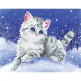 Diamond Dotz Diamond Painting Katze im Schnee