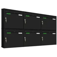 AL Briefkastensysteme Basic 6er Briefkasten Schwarz