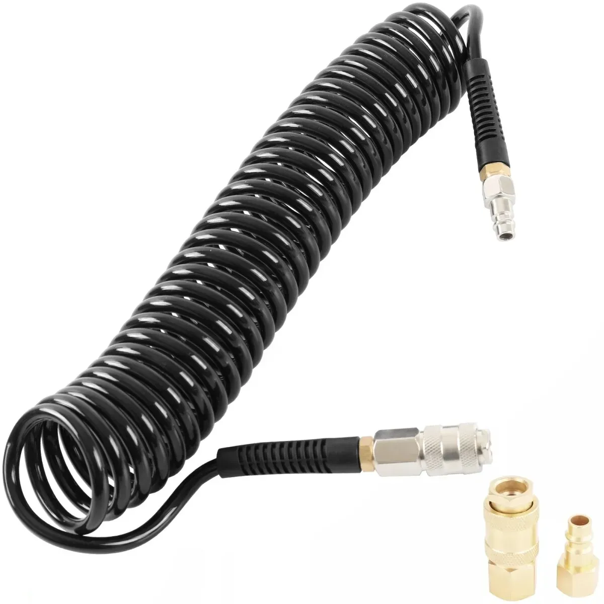 TECPO Drukluft Spiralschlauch 6m + Adapter