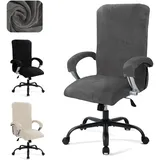 Yunlaishaocer Samt Bürostuhl Bezug mit Armlehne, Stretch Stuhlhussen, Abnehmbare für Bürostuhl Stuhlhussen Bezug, Schonbezug für Bürostuhl, Universal Computer Stuhl Überzug (Grau, XL)