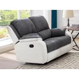 vente-unique Vente-unique-Relaxsofa 2-Sitzer - Microfaser & Kunstleder - Grau & Weiß - Brody