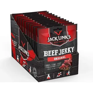 Jack Link's Jack Links Beef Jerky Original – 12er Pack (12 x 25 g) – Trockenfleisch vom Rind – Getrocknetes High Protein Dörrfleisch