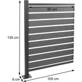 Mendler Alu Mülltonnen-Zaun HWC-K57, Erweiterungselement Mülltonnenverkleidung, Holzoptik erweiterbar 130x100x6cm ~ anthrazit