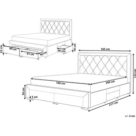 Beliani Polsterbett Beige Textil, 180x200 cm