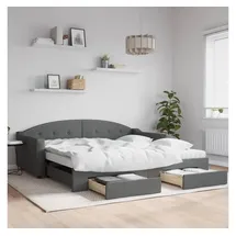 vidaXL Tagesbett Ausziehbar mit Schubladen Dunkelgrau 100x200 cm Stoff