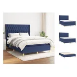 vidaXL Boxspringbett mit Matratze Blau 140x200 cm Stoff