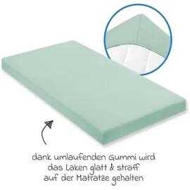 Julius Zöllner Jersey Spannbettlaken für Baby- & Kinderbett, 100% Jersey-Baumwolle, OEKO-TEX Standard 100 zertifiziert, Größe: 60x120cm / 70x140cm, 1er Pack, salbei