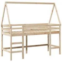 VidaXL Hochbett mit Leiter und Dach 80x200 cm Massivholz