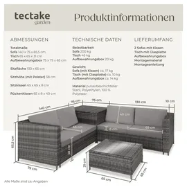 Tectake Siena Rattan Lounge grau/hellgrau