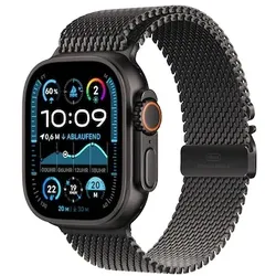 Apple Watch Ultra 2 LTE 49mm schwarzes Titan Gehäuse mit schwarzem Titan Milanese Armband - S