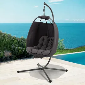 Svita Nelly Hängesessel mit Gestell klappbar Hängekorb Dunkelgrau