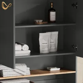 livinity® Paolina Waschmaschinenschrank 93,6 x 88,2 cm Anthrazit/Goldkraft Eiche