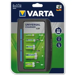VARTA Ladegerät lädt 2 oder 4 x AA, AAA, C, D oder 1 x 9 Volt