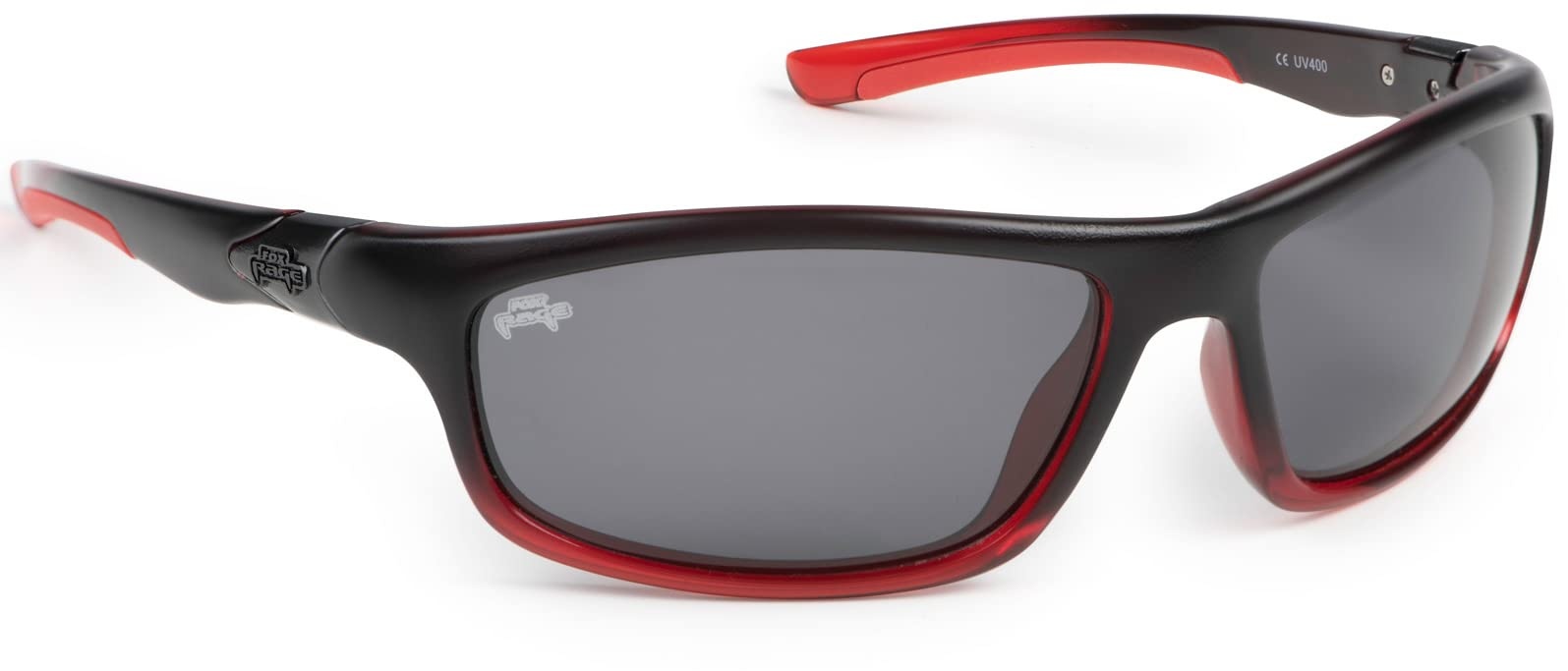 Fox Rage Sunglasses - Polarisationsbrille, Modell:Transparenter rot/schwarzer Rahmen / graue Gläser