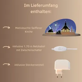 Weigla Lichterbogen Seiffener Kirche FSC®-zertifiziert, blau, Material Esche, Weigla