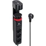 Aigostar Tischsteckdose 3-Fach mit Schalter, Steckdosenleiste mit Tischclip, Steckerleiste mit 3 USB, 6 in 1 Mehrfachsteckdose,1.4M Kabel, Schwarz