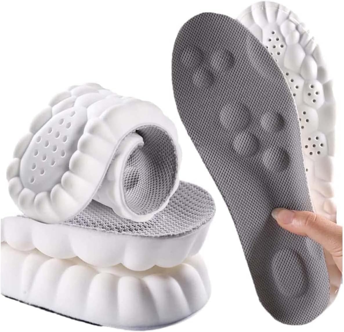 4D Insoles-4D Cloud Technology Insole,Metatarsal Orthotic Insoles Arch Supports Inserts, High-Elastic Shock-Absorbing Insoles,Plantar Fasciitis, Ball of Foot Pain Relief (37-38, gray)