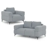 s-style möbel Couch Strukturstoff 2-Sitzer + 1-Sitzer Grau