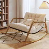 paiye Schaukelstuhl wohnzimmer Textilene Schaukelstühl, Modern Schaukelsessel Freizeitstuhl Metallgestell Relaxstuhl Witterungsbeständig, Metallrahmen Armlehnensessel gepolsterter Sitzfläche Color