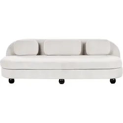 Sofa FANSEN Stoff Cremeweiß mit Kissen 3-Sitzer
