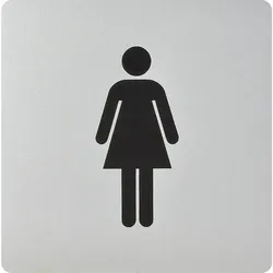 WC Symbole quadratisch selbstklebend - alufarbig , Frau