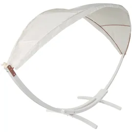 Mendler Hängematte HWC-J47, Hängeschaukel bis 200kg Sonnendach MVG-Holzgestell 420cm 2 Personen ~ weiß, grau