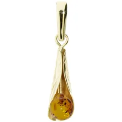 Ketten-Anhänger OSTSEE-SCHMUCK "Ostsee-Schmuck Anhänger Blütenkelch Anhänger Blütenkelch", gelb, Schmuckanhänger, Damen, 29 x 9mm, Gelbgold 333, 1.0 g