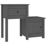 vidaXL Nachttisch Grau 79,5x38x65,5 cm Massivholz Kiefer