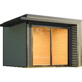 Weka Design Gartenhaus Pure Garden Amberley mit Aluminium-Schiebetür - 28 mm graugrün/anthrazit Ohne Fenster 300 x 300 cm inkl. gratis Dachbahnen