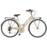 Airbici 603AC Damenfahrrad Citybike 28 Zoll | Fahrrad Damen Retro Cityräder City Bike 6-Gang, Stahlrahmen, Schutzbleche, LED-Licht und Gepäckträger | Fahrrad für Mädchen und Damen (Beige)