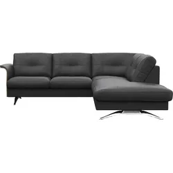 Ecksofa FLEXLUX "Glow, super bequem durch hochwertigem Sitzaufbau mit Federkern, L-Form", schwarz (deep schwarz), B:236cm H:81cm T:224cm, 100% Echteder, Sofas, Modernes skandinavisches Design