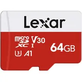 Lexar Micro SD Karte 64GB, Speicherkarte Micro SD mit Adapter, Bis zu 100 MB/s Lesegeschwindigkeit, UHS-I, U3, A1, V30, C10, 4K UHD microsdxc SD Karte für Kamera, Smartphone