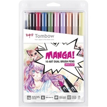 Tombow ABT-10C-MANGA2 Fasermaler, Dual Brush Pen mit zwei Spitzen, 10-er Manga Set Shojo