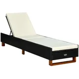 Sonnenliege mit Auflage Poly Rattan Schwarz