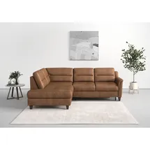 sit&more Ecksofa SIT & MORE "Farö L-Form", braun (cognac), B:251cm H:90cm T:187cm, Sofas, Ecksofa, inklusive Federkern, wahlweise mit Bettfunktion und Bettkasten