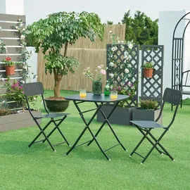 [en.casa] Gartentisch - Balkontisch, Botrugno 71 x 70 x 70 cm Schwarz
