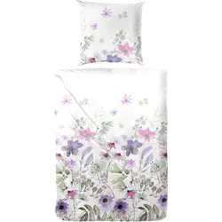 Bettwäsche »Mako-Satin-Bettwäsche Alpine Garden«, mit kunstvollen Blumen, 58280559-0 lila 1 St.