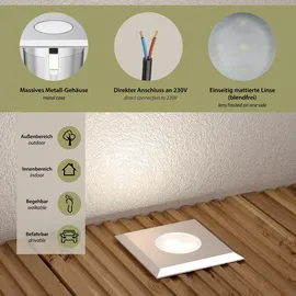 ledscom.de Bodeneinbaustrahler Edelstahl 6 x 6 cm 5,6 cm IP65 warmweiß