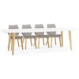 Kadima Design Ausziehbarer Esstisch, 170-270 cm, Holz, Weiß & Beige, Skandi-Look - Weiß