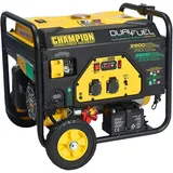 Champion Power Equipment Stromaggregat Benzin + Gas (2800 Watt, tragbarer Dual Fuel Stromerzeuger, Generator mit integriertem Griff + Radsatz, 68 dB(A)) CPG3500E2-DF-EU