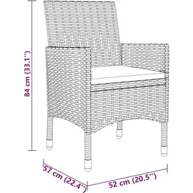 vidaXL 3-tlg. Bistro-Set Poly-Rattan und Hartglas Braun