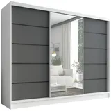A&J MöbelLand Schiebetürenschrank AURELIA 2 200 x 0 x 0 cm Weiß/Grau