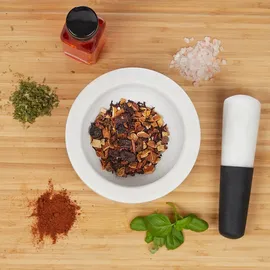 Relaxdays Mörser mit Stößel Marmor 14 cm weiß