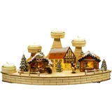 Kaladia Teelichthalter Schwibbögen aus Holz Weihnachtsmarkt 38x15x17 cm