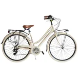 Via Veneto Bazam - Damenfahrrad Elegance Lady 28 Zoll, 18-Gang-Schaltung, Größe 46, Beige Cappuccino, Retro Vintage Alu City Bike | VV615AL