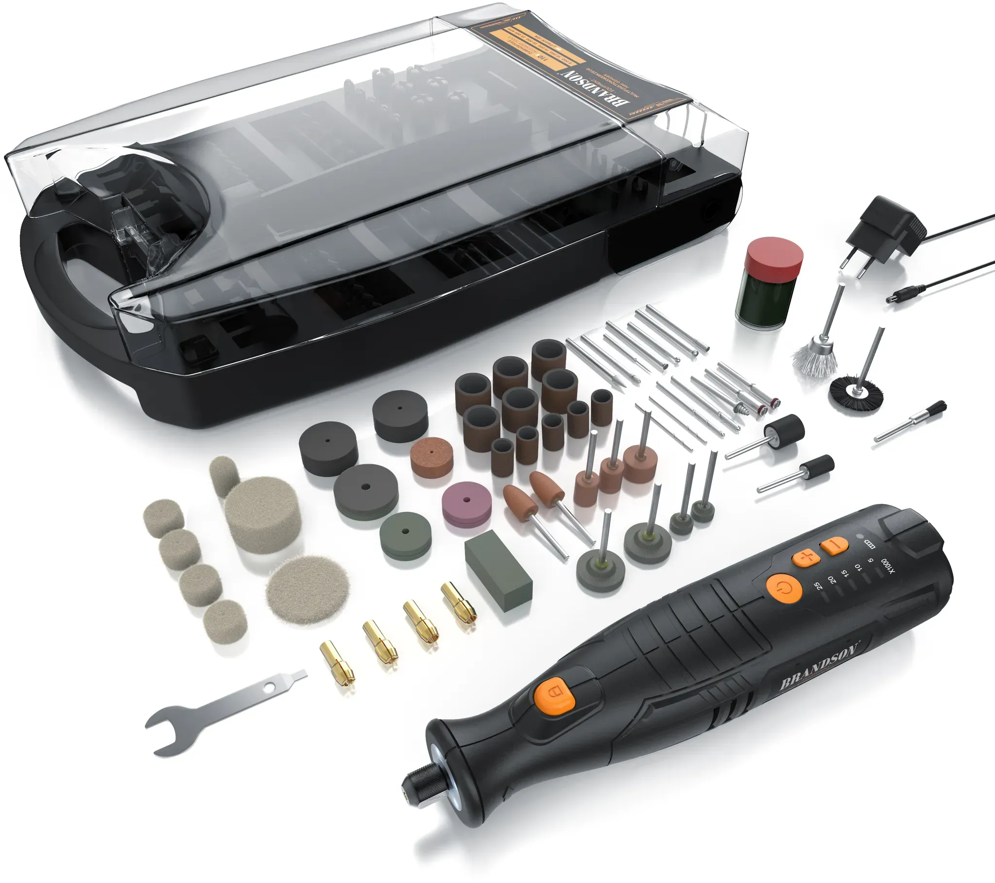 Akku-Multitool 110-teilig zum Sägen, Schleifen & Fräsen