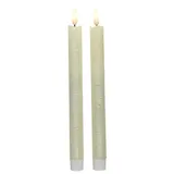 MARELIDA LED Stabkerzen Tafelkerzen Spitzkerzen rustikal 25cm creme