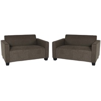 Sofa-Garnitur Couch-Garnitur 2x 2er Sofa Moncalieri Stoff/Textil ~ braun