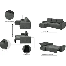 Home Affaire Eckcouch Polyester 2-Sitzer Grau