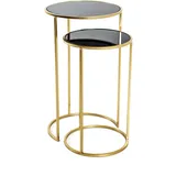 Haku-Möbel Beistelltisch H21218 Glas schwarz / gold 2er Set